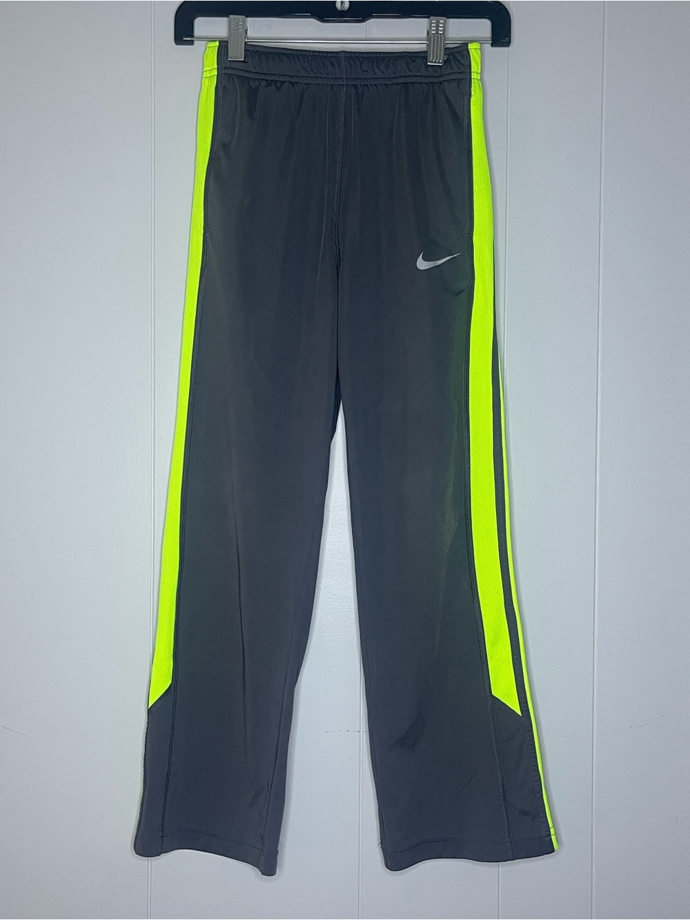 Nike Kids Black Track Pants with Neon Yellow Side Panels